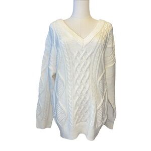 Guess Cable Knit Sweater White SZ XL